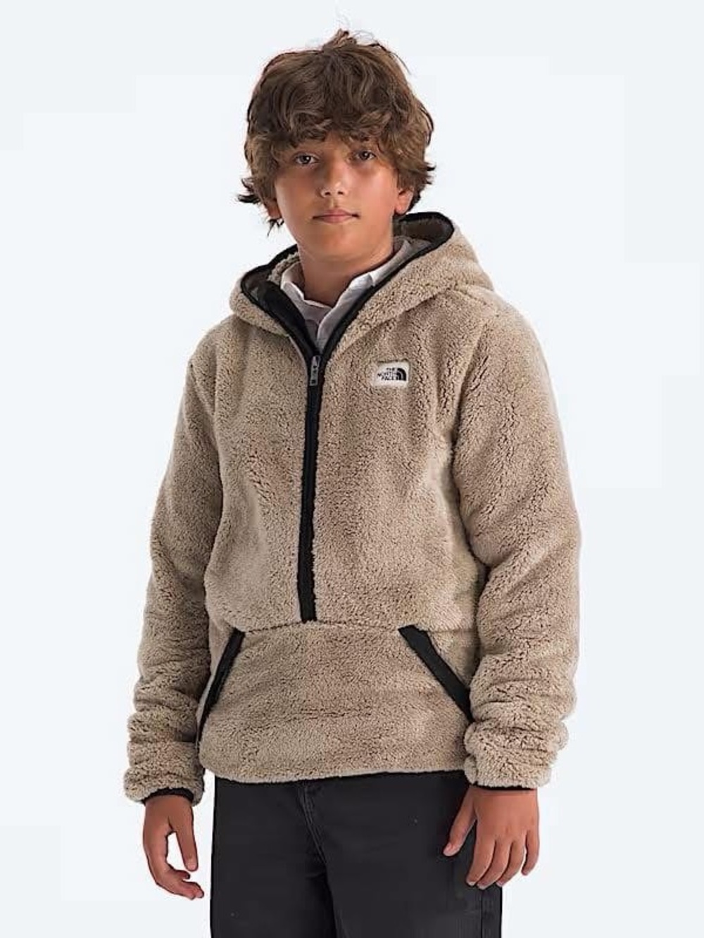 The North Face Kids Sherpa Half-Zip Hoodie - Taupe